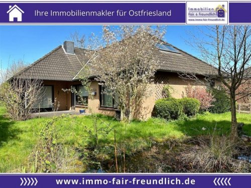 Hinte Immobilienportal Winkelbungalow in Fertigbauweise unmittelbar in der Nähe zum Knockster Tief in Hinte – Osterhusen! Haus kaufen