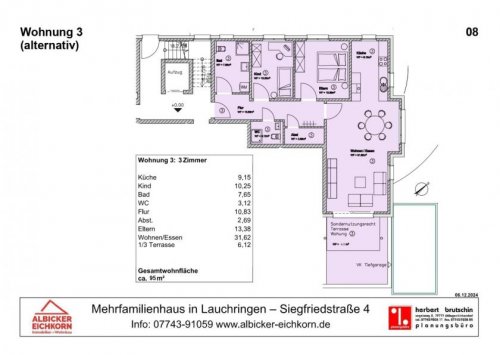 Lauchringen Inserate von Wohnungen 3 Zi. EG mit Terrasse ca. 95 m² - Wohnung 3 - Siegfriedstr. 4, 79787 Lauchringen - Neubau Wohnung kaufen