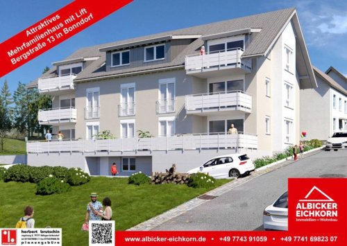 Bonndorf im Schwarzwald Wohnungen im Erdgeschoss 3 Zi. EG mit Balkon ca. 86 m² - Wohnung 2 - Bergstr. 13, 79848 Bonndorf-Neubau mit Lift-klimafreundlich KFN-KFW297+298 Wohnung