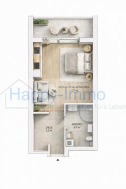 München 1-Zimmer Wohnung bezugsfreies 1 Zimmer Appartement im 4. OG mit Kfz-Stellplatz Wohnung kaufen