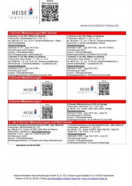 Holzminden Wohnungen im Erdgeschoss *** UPDATE *** 02.05.2026 *** Aktuelle Mietübersicht *** Heise Immobilien Holzminden Wohnung mieten