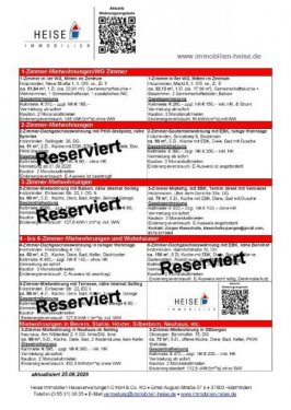 Holzminden Wohnungen im Erdgeschoss *** UPDATE *** 04.09.2026 *** Aktuelle Mietübersicht *** Heise Immobilien Holzminden Wohnung mieten