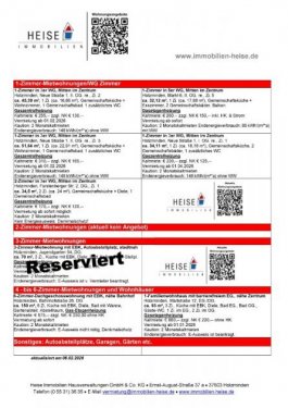 Holzminden Wohnungen im Erdgeschoss *** UPDATE *** 06.02.2026 *** Aktuelle Mietübersicht *** Heise Immobilien Holzminden Wohnung mieten