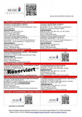 Holzminden Etagenwohnung *** UPDATE *** 10.03.2026 *** Aktuelle Mietübersicht *** Heise Immobilien Holzminden Wohnung mieten