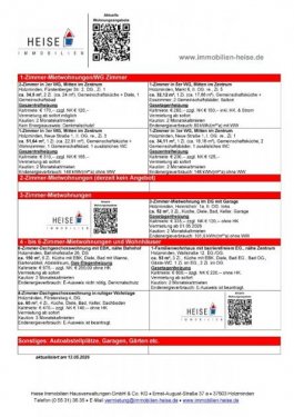 Holzminden Wohnungen *** UPDATE *** 13.05.2026 *** Aktuelle Mietübersicht *** Heise Immobilien Holzminden Wohnung mieten