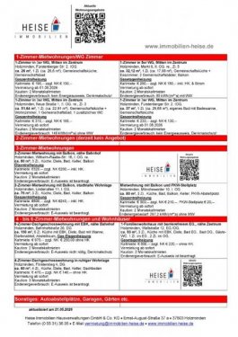 Holzminden Inserate von Wohnungen *** UPDATE *** 21.05.2026 *** Aktuelle Mietübersicht *** Heise Immobilien Holzminden Wohnung mieten