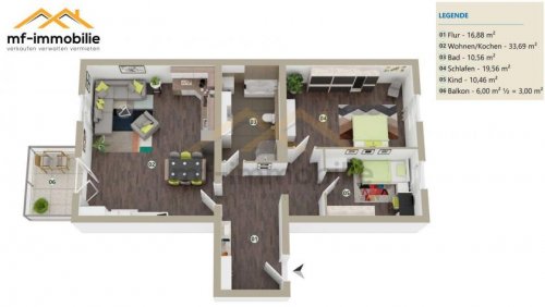Mariental Wohnungen im Erdgeschoss charmante Erdgeschosswohnung 3-Zimmer Balkon, Einbauküche Wohnung mieten