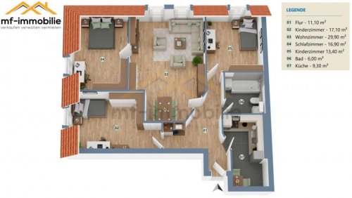 Rätzlingen Mietwohnungen Schöne grosse 4-Raumwohnung 103 m², zentrales großes Wohnzimmer Wohnung mieten