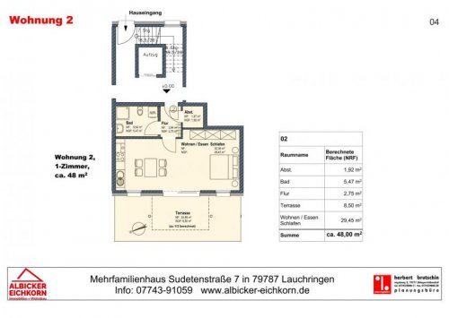 Lauchringen Neubau Wohnungen Erstbezug in Lauchringen: 2-Zi. EG mit Terrasse ca. 48 m² mit Lift zum 1.11.26 zu vermieten Wohnung mieten