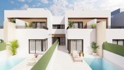 Santiago de la Ribera Reihenhaus-Villen mit 3 Schlafzimmern, 3 Bädern, Dachterrasse, Küchen mit Elektrogeräten, Privatpool und Kfz-Stellplatz nur