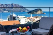 Budva Apartment has open plan living room with kitchen and dining room, one bedroom, a bathroom and spacious terrace with the view at 